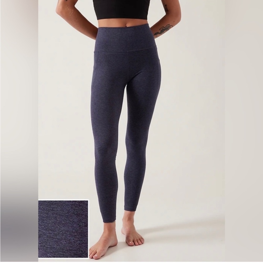 Athleta Salutation Stash Pocket ll Softlux Tight Grey/Navy Blend Size XS EUC